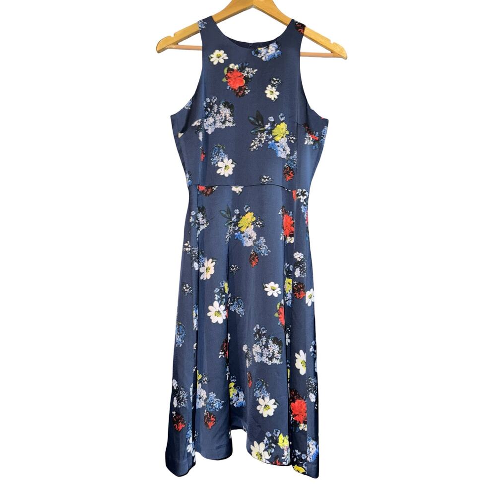 New Banana Republic Floral Navy Dress Womens 2‎ Navy Blue Spring Garden Wedding